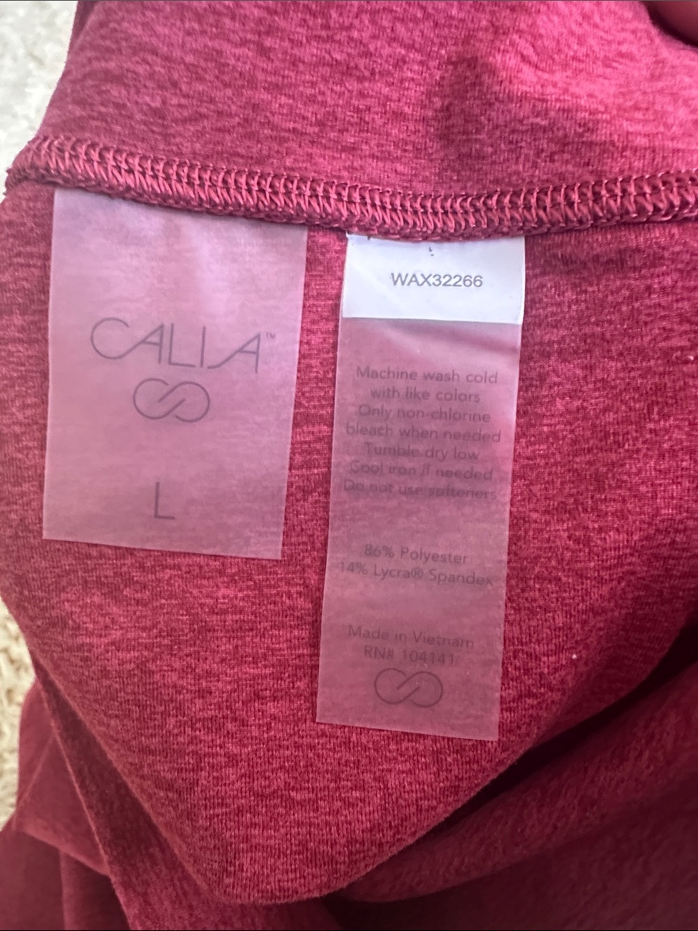Calla Women's Burgundy Yoga Set - Crop Sports Bra L & High-Waist Leggings L - Picture 4 of 4